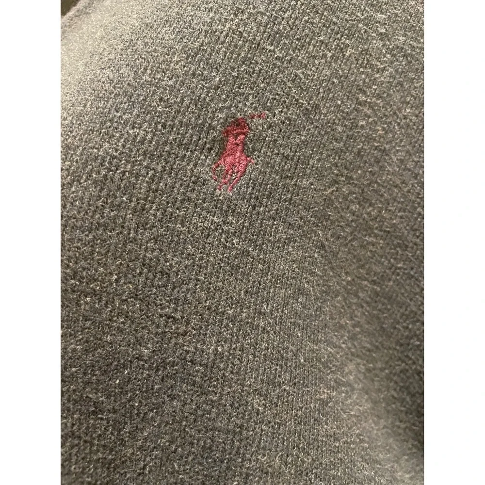Polo Ralph Lauren Quarter Zip Sweater Charcoal Gray‎ Men's L Cotton Logo
